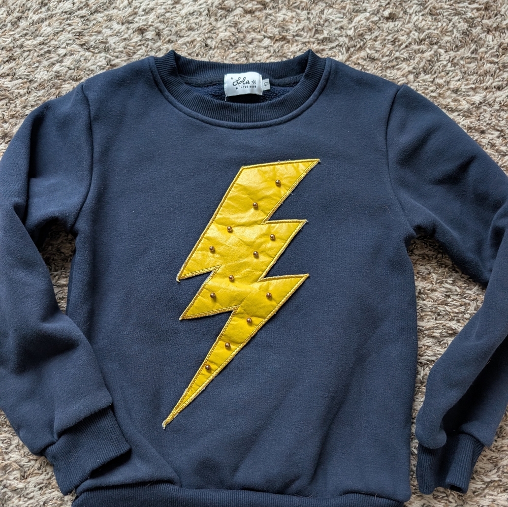 Lola And The Boys Navy Blue Lightning Bolt Sweatshirt Size 10